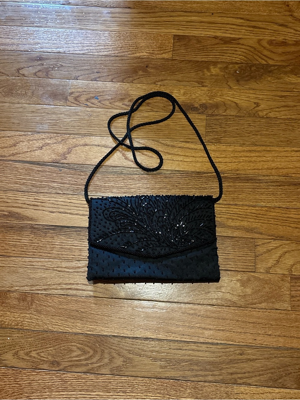 Vintage beaded satin evening bag